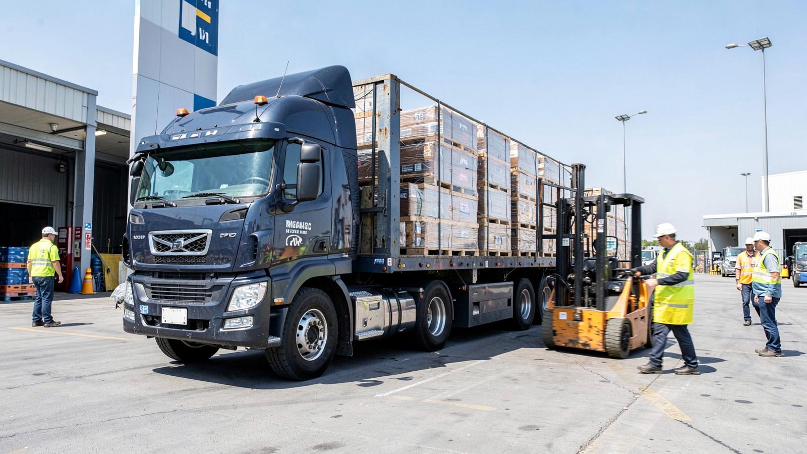Freight loading at a warehouse dock